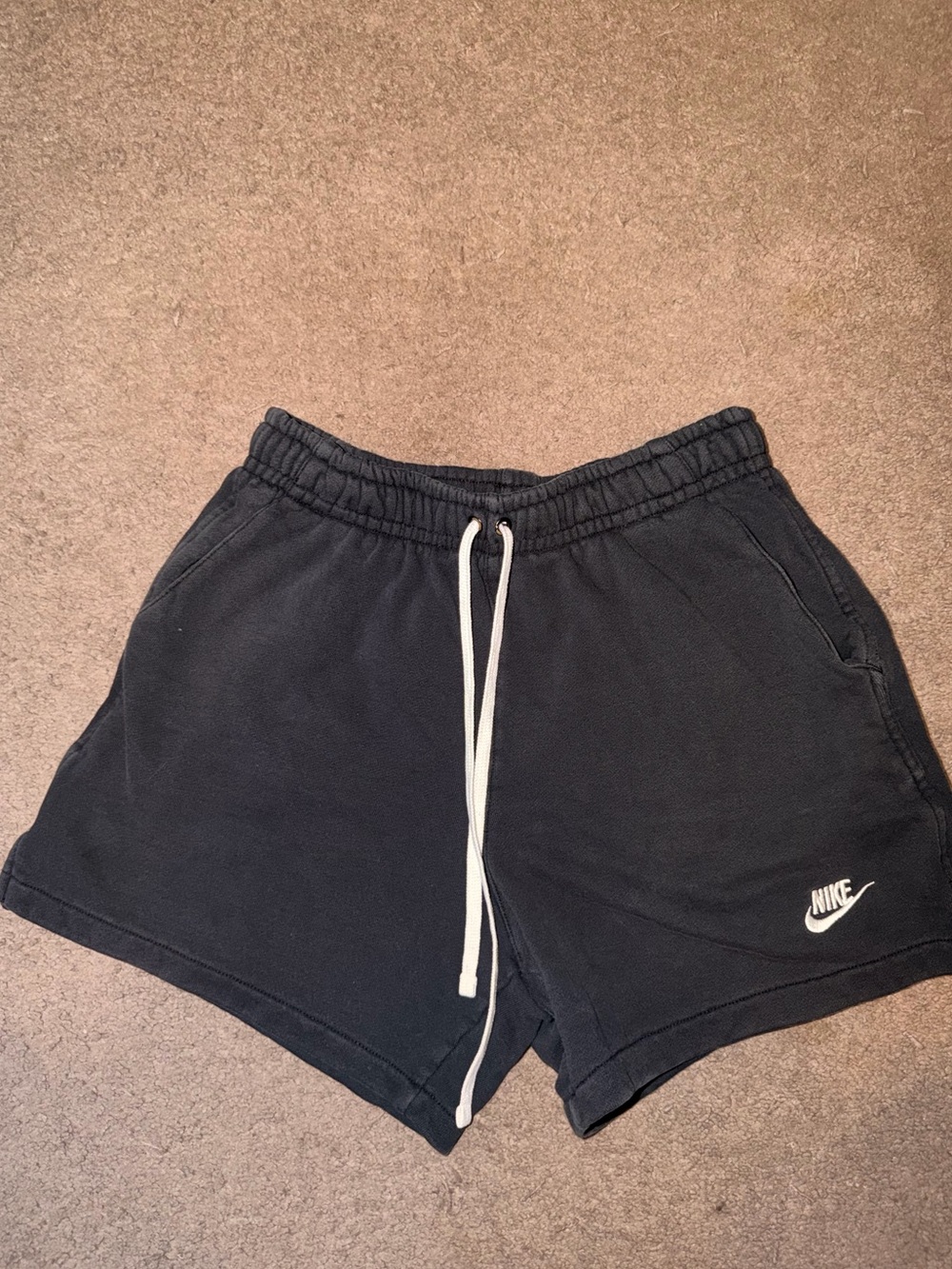 Nike Men’s Black Athletic Drawstring Shorts with White Swoosh